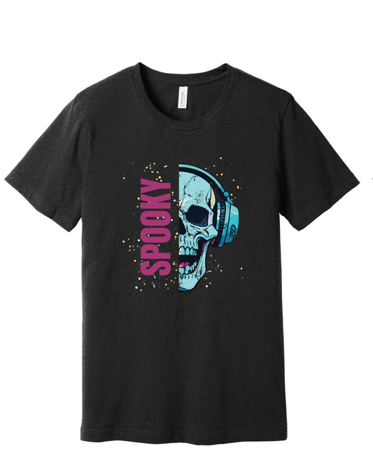 Spooky Skull Headphones Shirt