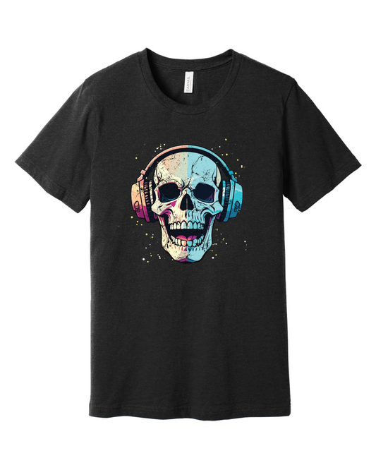 Spooky Skull Headphones Shirt
